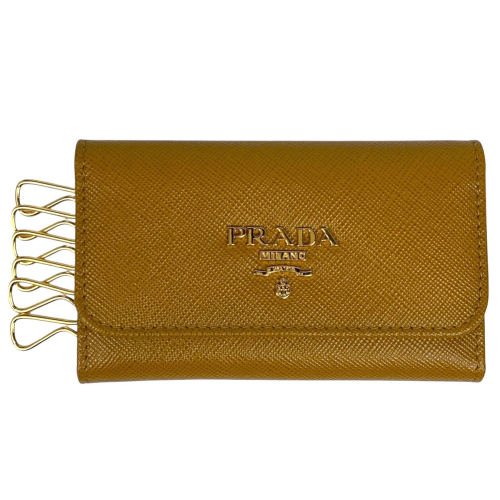 Prada Key Case Wallet hook Saffiano leather orange